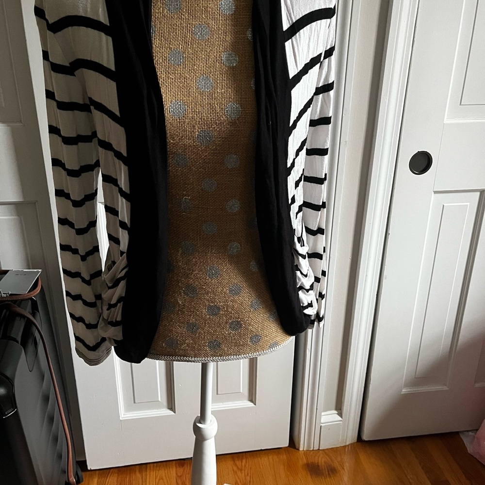 Love Culture Black and White Striped Cardigan